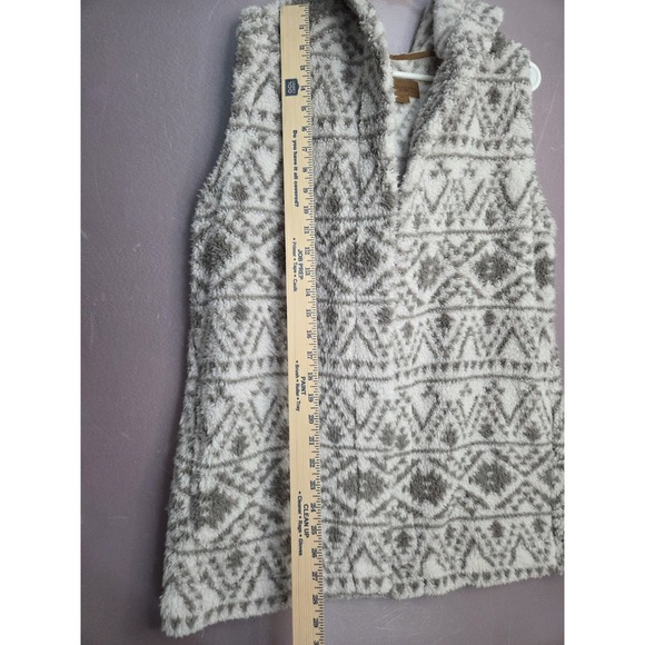 Koolaburra by UGG Cozy Sherpa Hooded Vest Dove Geo - Picture 2 of 8